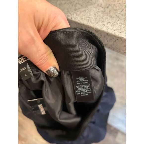 Express NWT 6 blue/black color-block full skater mini skirt w/side pockets - Picture 5 of 5